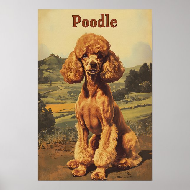 Poodle Dog Vintage Art Poster (Framsidan)