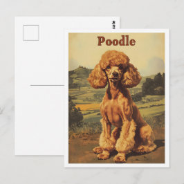 Poodle Dog Vintage Art Vykort