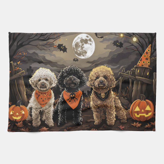 Poodle Halloween Kuslig Kökshandduk (Horisontell)