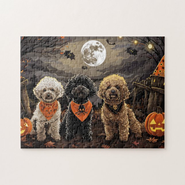 Poodle Halloween Kuslig Pussel (Horisontell)