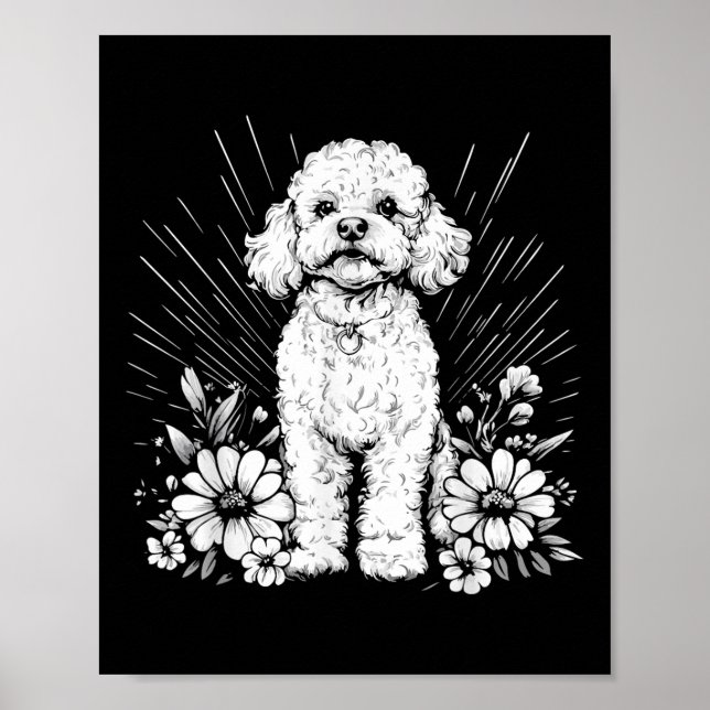 Poodle Hund Älskare Retro Stil Tatuering  Poster (Framsidan)