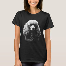 Poodle Hund Mörk Konst Dam Svart T-Shirt