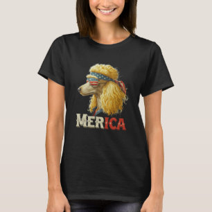 Poodle Hund - Patriotisk USA 4 juli Amerikansk Fl T Shirt