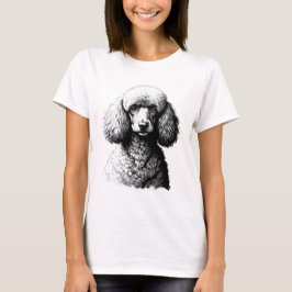 Poodle Hund Skiss Konst Dam Vit T-shirt