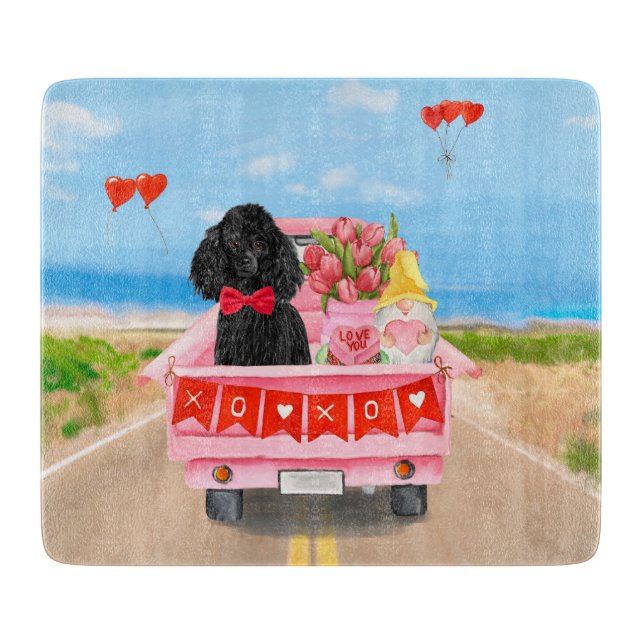 Poodle Hund Valentine's Day Lastbil Hjärtan (Framsidan)