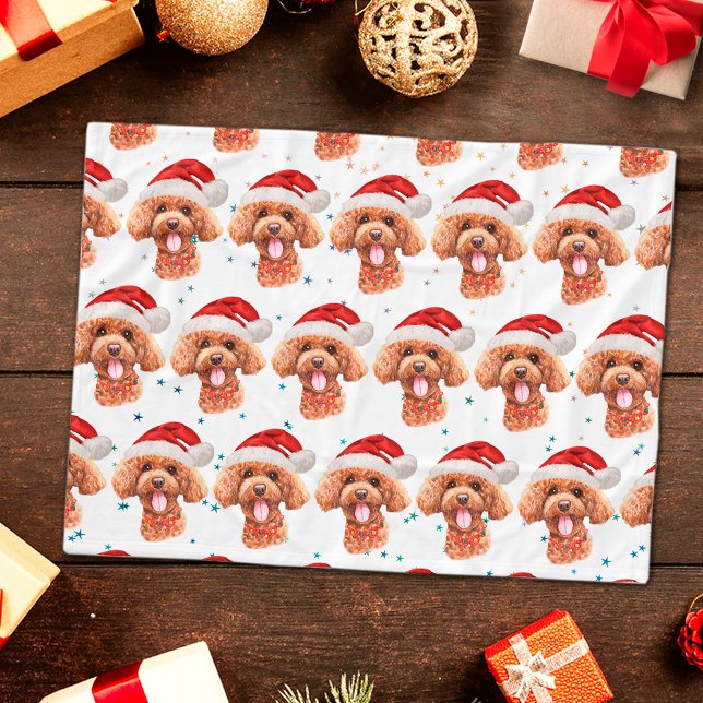 Poodle Hundras Christmas Stjärnor Fleecefilt (Skapare uppladdad)