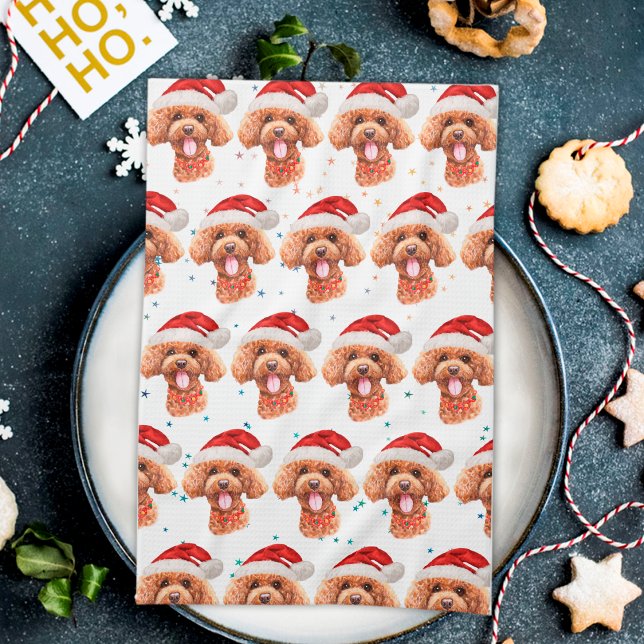 Poodle Hundras Christmas Stjärnor Kökshandduk (Skapare uppladdad)