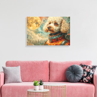 POODLE I RYMDEN-5 CANVASTRYCK