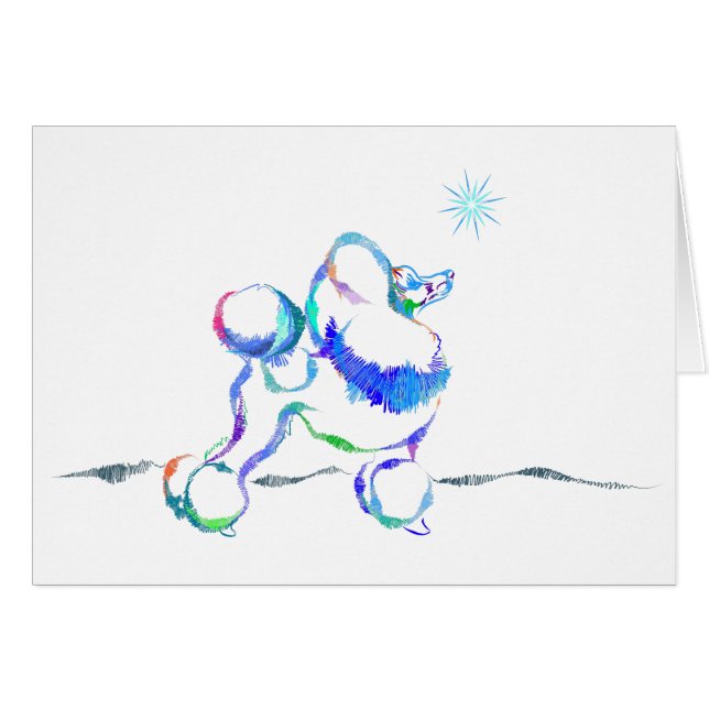 Poodle-kort vinter hälsningskort (Framsidan Horizontal)