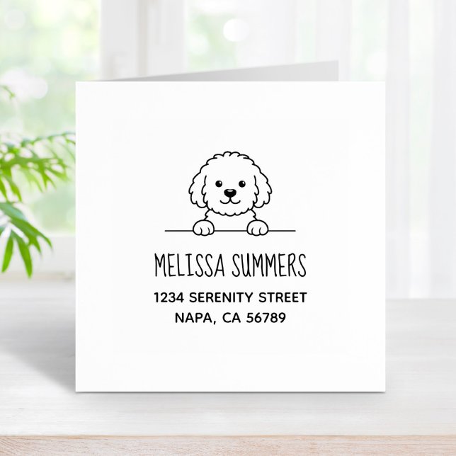Poodle Mix Dog Doodle Pet Address Stämpel (Skapare uppladdad)