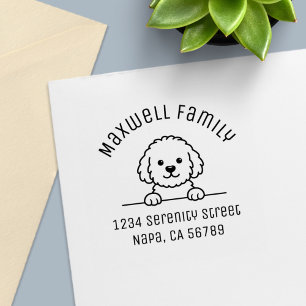Poodle Mix Hund Doodle Husdjur Familj Adress Självfärgande Stämpel