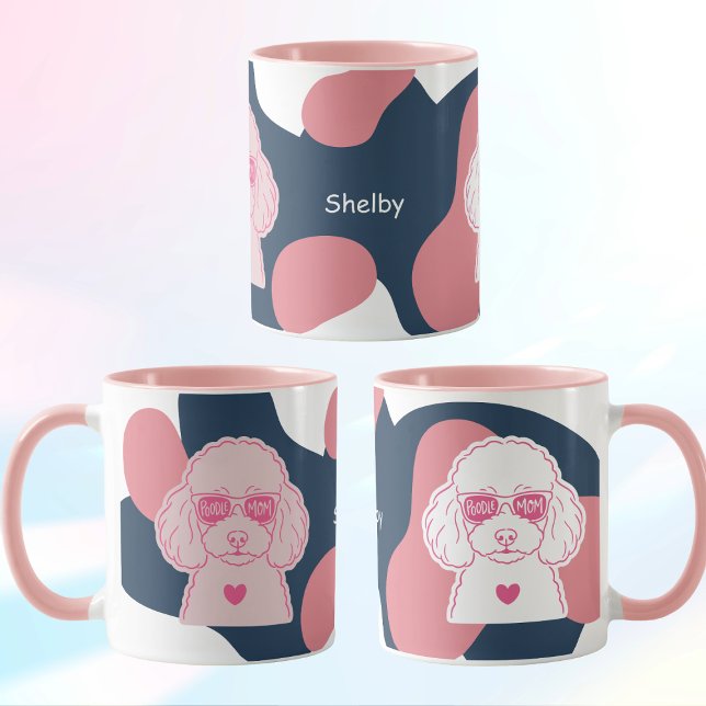 Poodle Mom Mug | Custom Name Pink Dog Sunglasses Mugg (Skapare uppladdad)