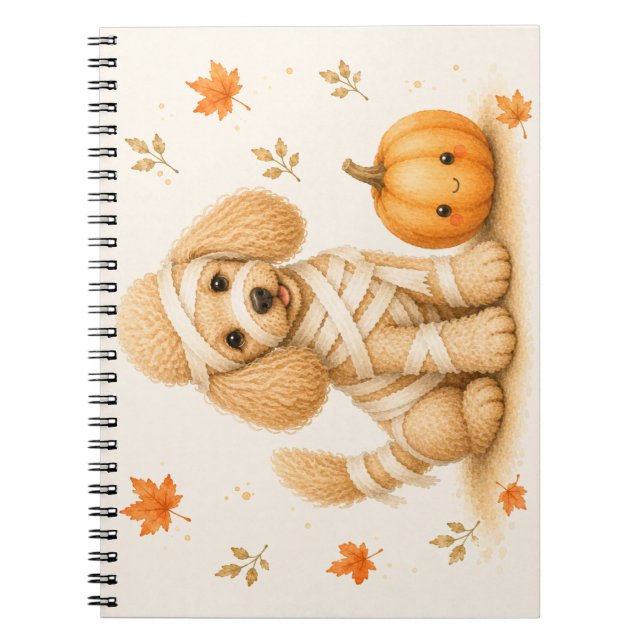 Poodle Mummy Halloween Anteckningsbok (Framsidan)
