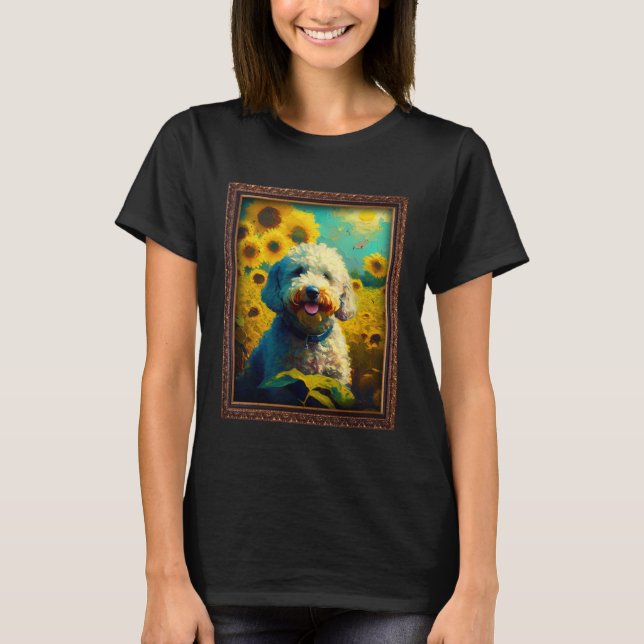 Poodle Painting Sunflower Flower Mom Women Floral  T Shirt (Framsida)