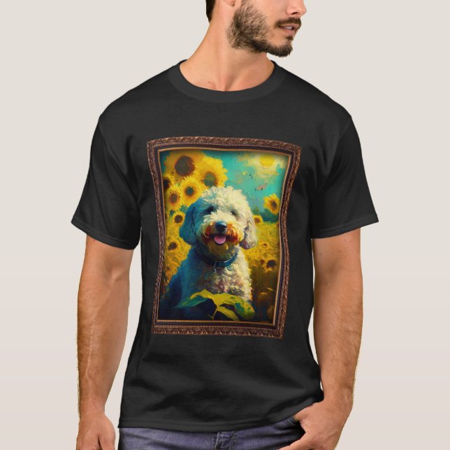 Poodle Painting Sunflower Flower Mom Women Floral  T Shirt (Framsida)