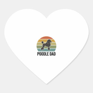 Poodle Pappa Vintage Solnedgång Hundälskare Design Hjärtformat Klistermärke