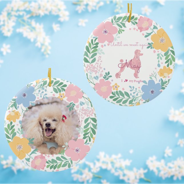 Poodle Pastel Pink Custom Photo & Name Memorial  Julgransprydnad Keramik (Skapare uppladdad)