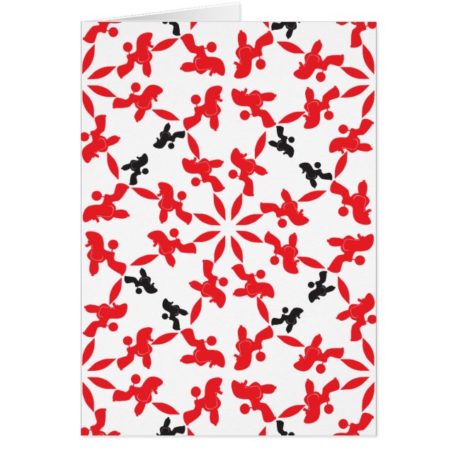 Poodle Pattern röd Hälsningskort (Framsidan)