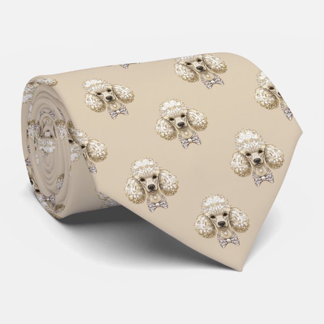 Poodle Portrait Necktie – Luxury Dog Lover Style Slips (Rullad)