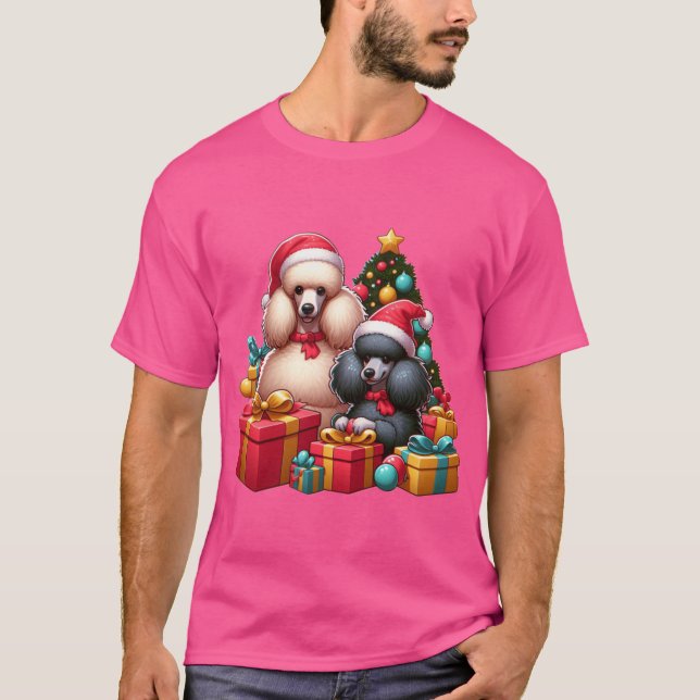 Poodle Present Pals Festive Hattar och presentgalo T Shirt (Framsida)