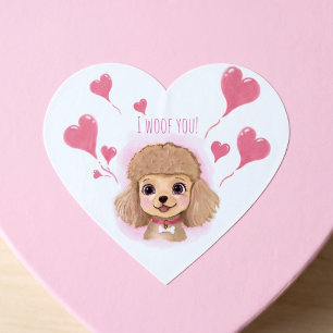 Poodle presentpappersklistermärke • Alla hjärtans Hjärtformat Klistermärke