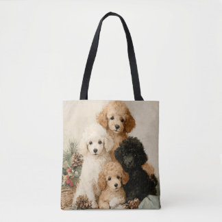 Poodle Puppies Vintage Christmas Tygkasse