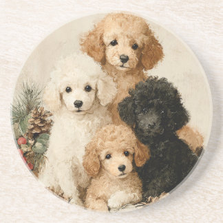 Poodle Puppies Vintage Christmas Underlägg