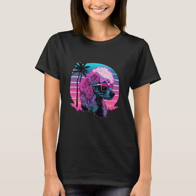 Poodle s Synthwave Dreamland T Shirt (Framsida)