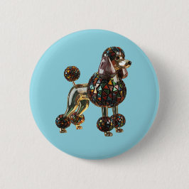 Poodle Stained Glass Button Knapp