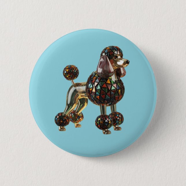 Poodle Stained Glass Button Knapp (Framsida)