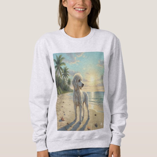 poodle sweatshirt on the beach t shirt (Framsida)
