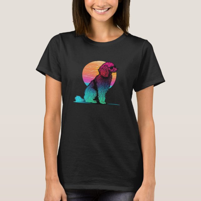 Poodle Synthwave 80s Retrowave Aesthetic T Shirt (Framsida)