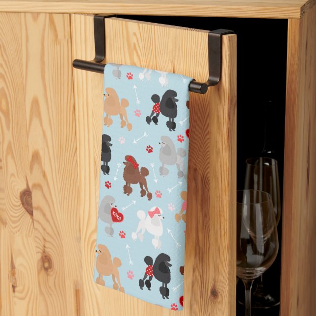 Poodle Valentine Pattern Kitchen Towel Kökshandduk (Thirds Fold)
