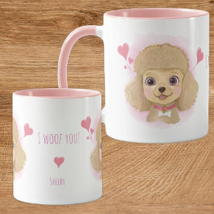 Poodle Valentine Vattenfärgskopp med Anpassat Namn Mugg