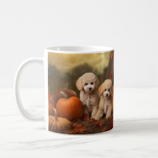 Poodle Valp Höstglädje Pumpa Kaffemugg (Vänster)