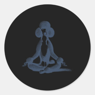Poodle Yoga Lotus Meditera Standard Vintage Rolig Runt Klistermärke