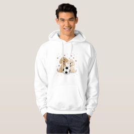 Poodles dogs with soccer ball for Valentine's Day Hoodie