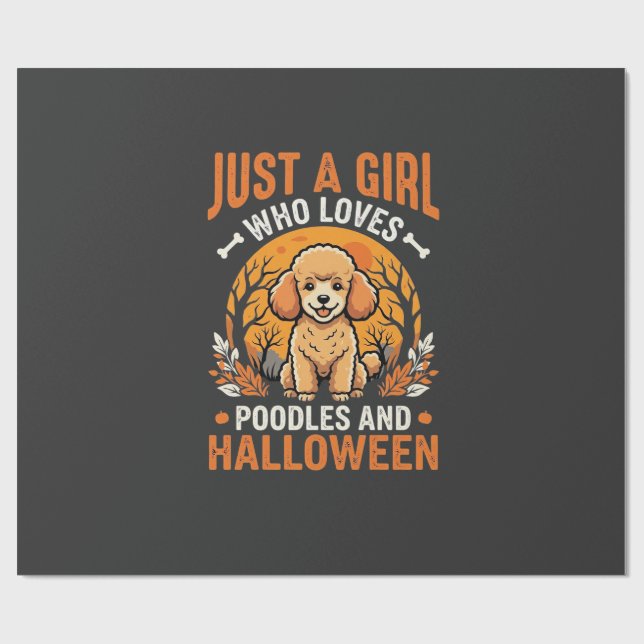 Poodles Halloween Flicka Hund Ägare Design_1 Presentpapper (Platt)
