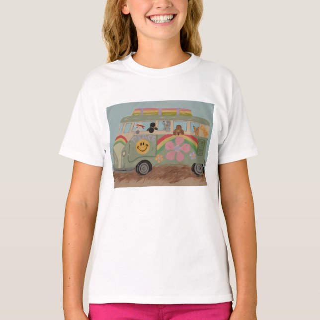Poodles in Hippy Van T Shirt (Framsida)