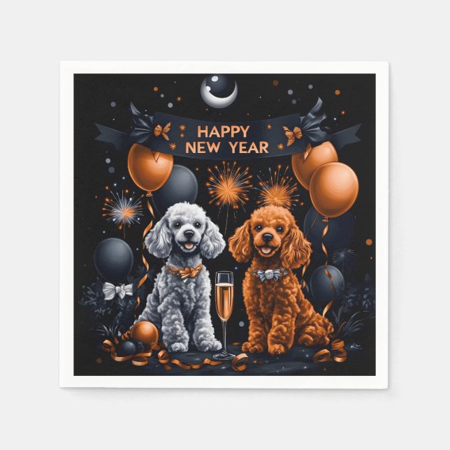 Poodles New Year's Eve Party Pappersservett (Framsidan)