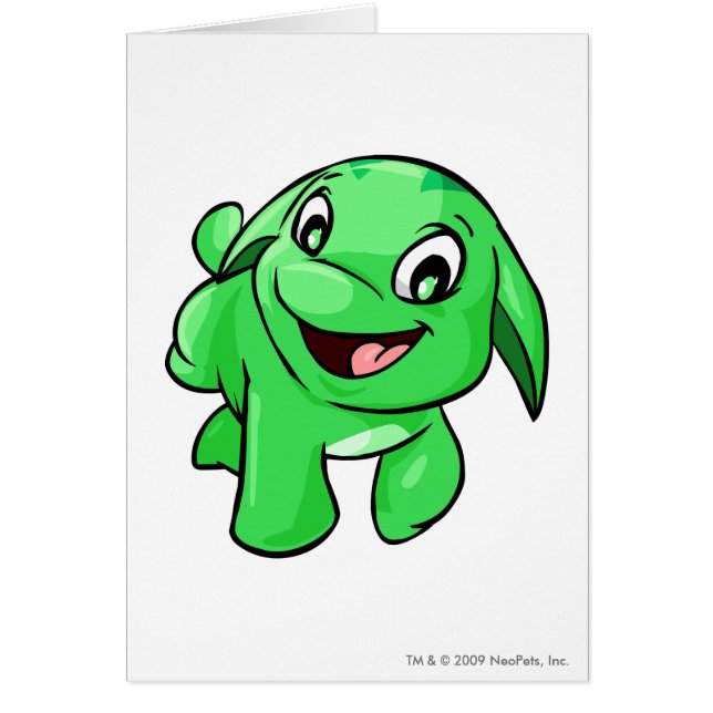Poogle grönt hälsningskort (Framsidan)