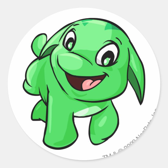 Poogle-Grönt Runt Klistermärke (Framsida)
