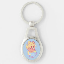 Pooh Keychain Ovalt Silverfärgad Nyckelring