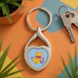 Pooh Keychain Twisted Heart Silverfärgad Nyckelring