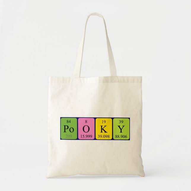 Pooky Periodisk bord namn tote bag Tygkasse (Framsidan)