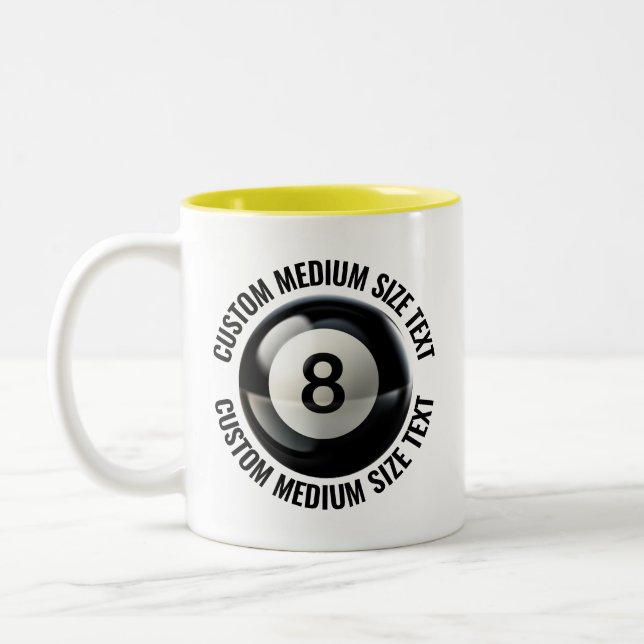 Pool 8 Ball & Medium Text GUL 325ml Custom Två-Tonad Mugg (Vänster)