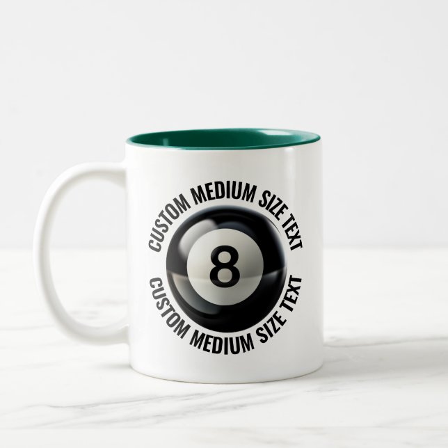 Pool 8 Ball & Medium Text JAKTGRÖN 325ml Custom Två-Tonad Mugg (Vänster)