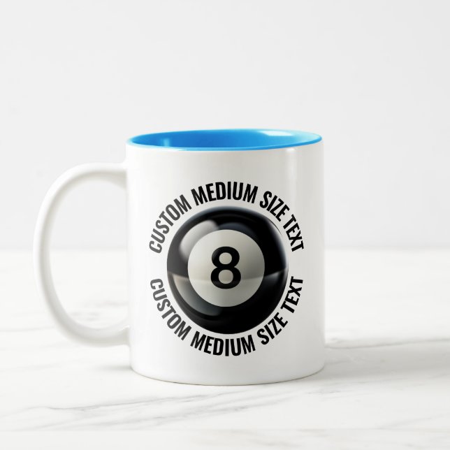 Pool 8 Ball & Medium Text LJUSBLÅ 325ml Custom Två-Tonad Mugg (Vänster)