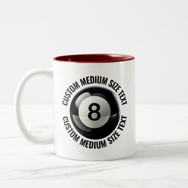 Pool 8 Ball & Medium Text MAROON 11oz Anpassad Två-Tonad Mugg (Vänster)
