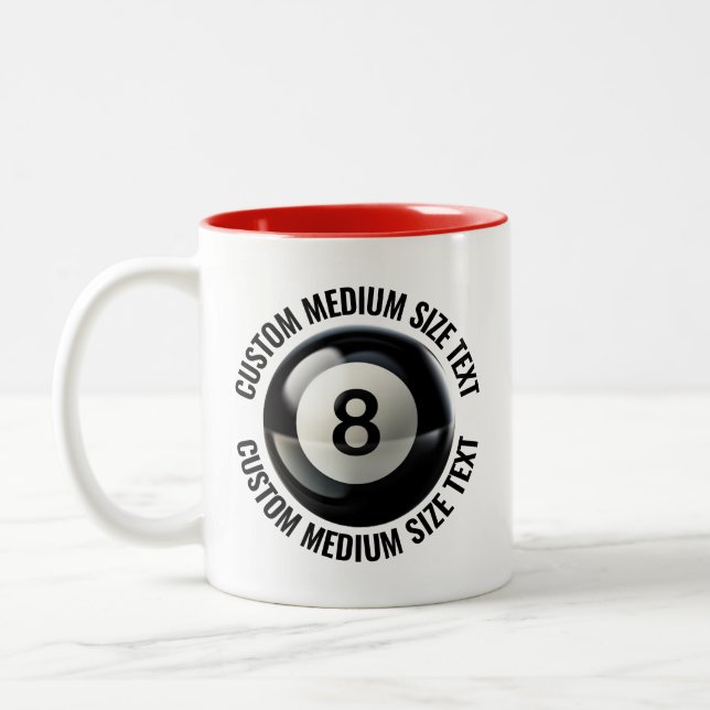 Pool 8 Ball & Medium Text RÖD 325ml Custom Två-Tonad Mugg (Vänster)